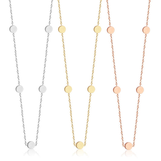 Three colors circle pendant necklace 35+15cm