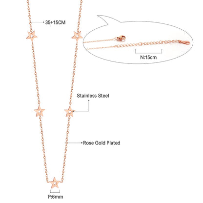 Three colors pentagram pendant necklace 35+15cm