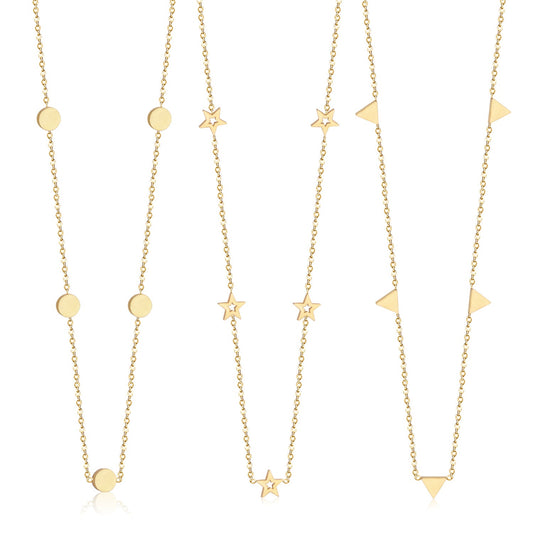 Triangle pendant necklace in three colors 35+15cm