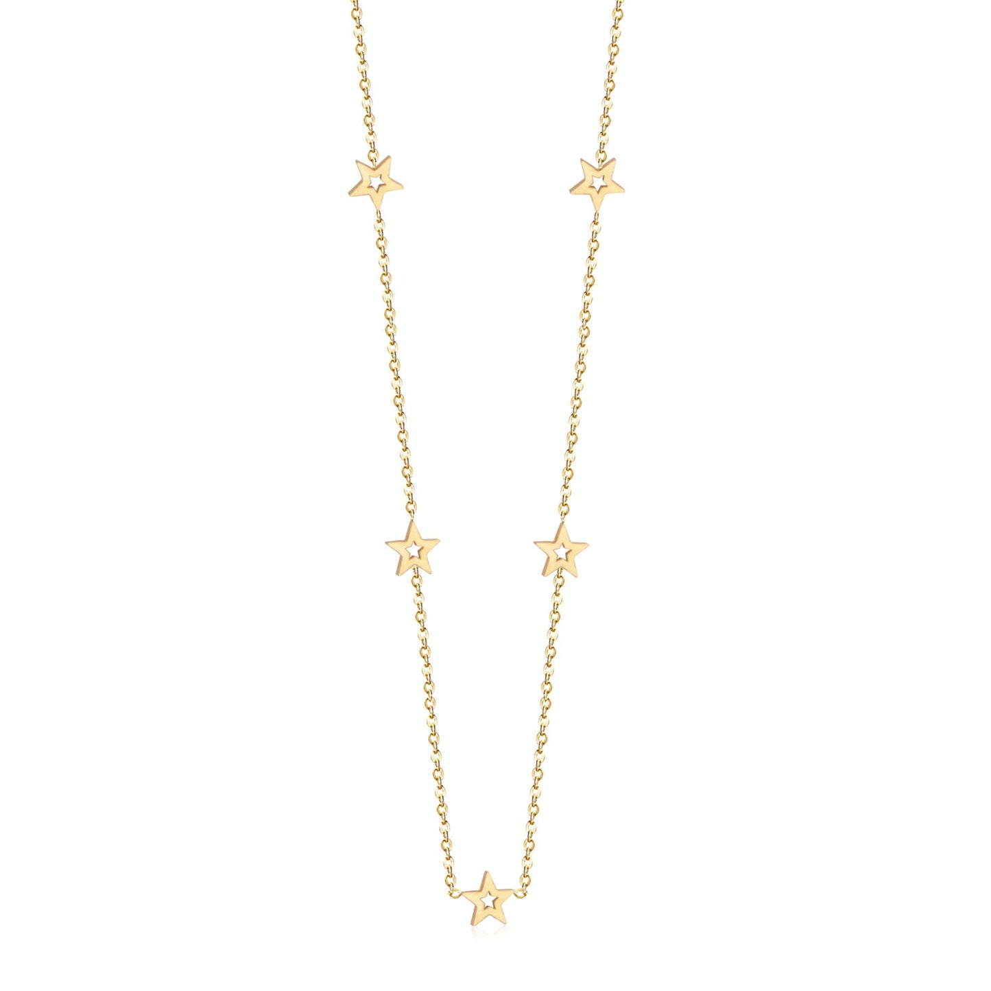 Three colors pentagram pendant necklace 35+15cm