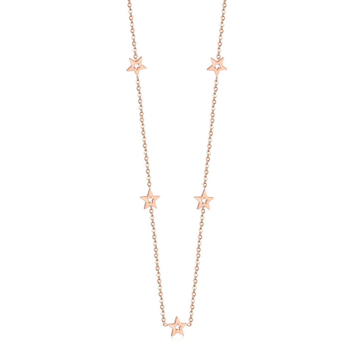 Three colors pentagram pendant necklace 35+15cm