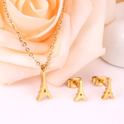 Steel/Gold Cut Smooth/Frosted Jewelry Set with/without Diamonds