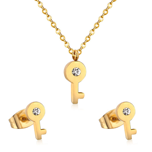 Steel/Gold Cut Jewelry Set without & with Diamonds