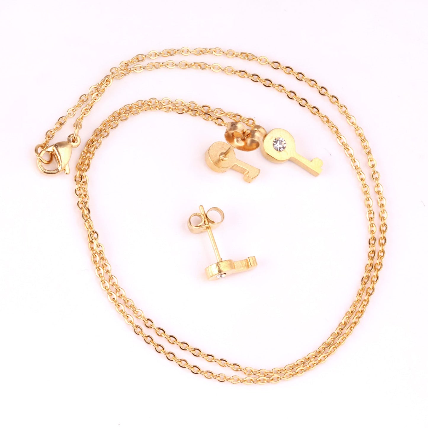 Steel/Gold Cut Jewelry Set without & with Diamonds
