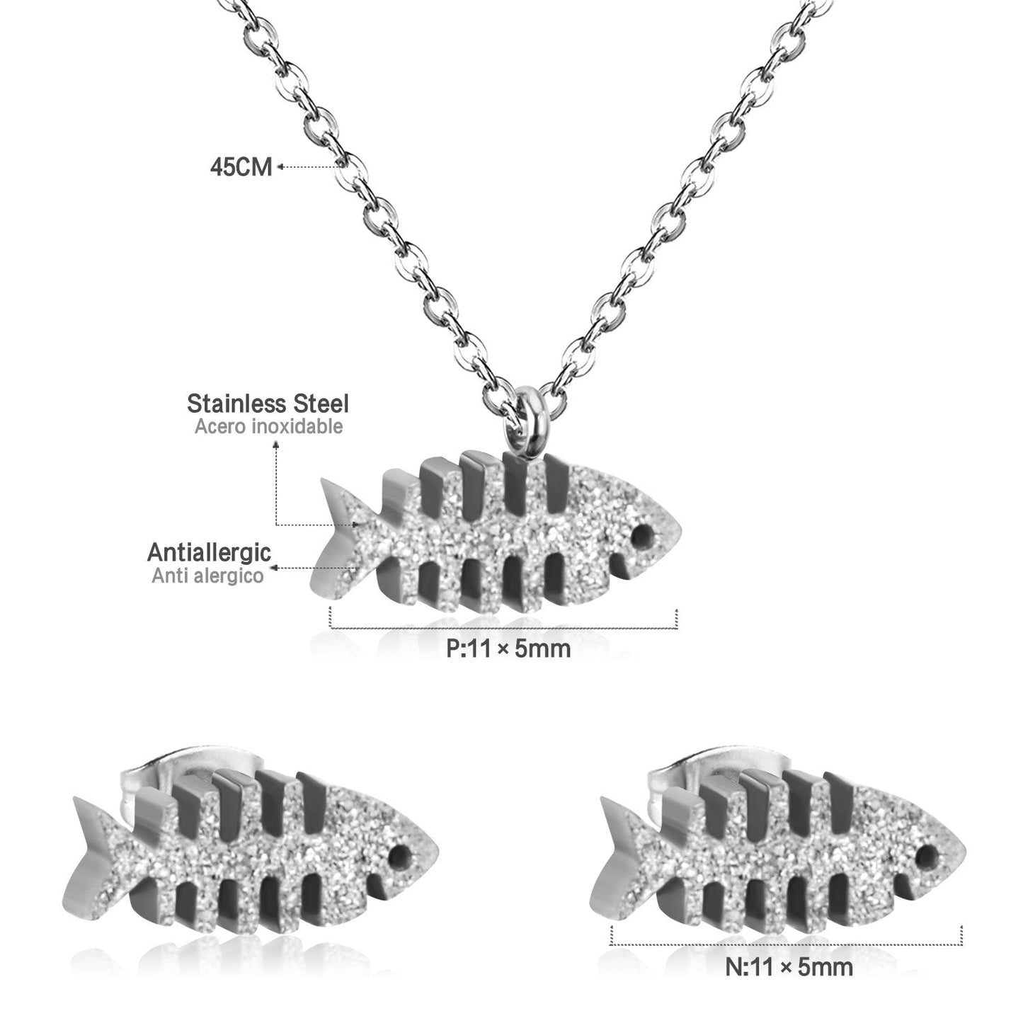 Steel/Gold Cut Smooth & Frosted Jewelry Set without Diamonds