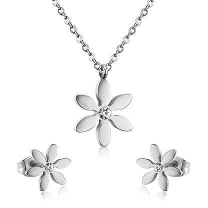 ASON Owl Cubic Zirconia Link Chain Pendant Necklace Jewelry Sets for Women/Girl Gold Color Fashion Piercing Stud Earrings