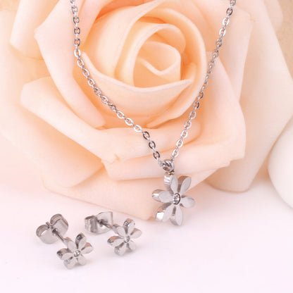 ASON Owl Cubic Zirconia Link Chain Pendant Necklace Jewelry Sets for Women/Girl Gold Color Fashion Piercing Stud Earrings