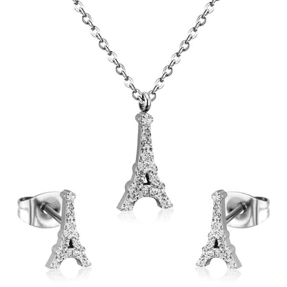 Steel/Gold Cut Smooth/Frosted Jewelry Set with/without Diamonds