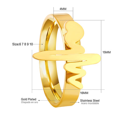 Ring Fashion Simple Personalized Open Finger Ring EKG Stainless Steel Ins Joint Ring Set