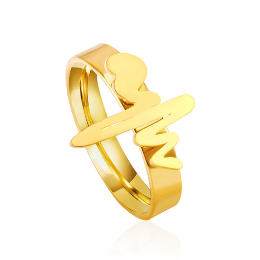 Ring Fashion Simple Personalized Open Finger Ring EKG Stainless Steel Ins Joint Ring Set