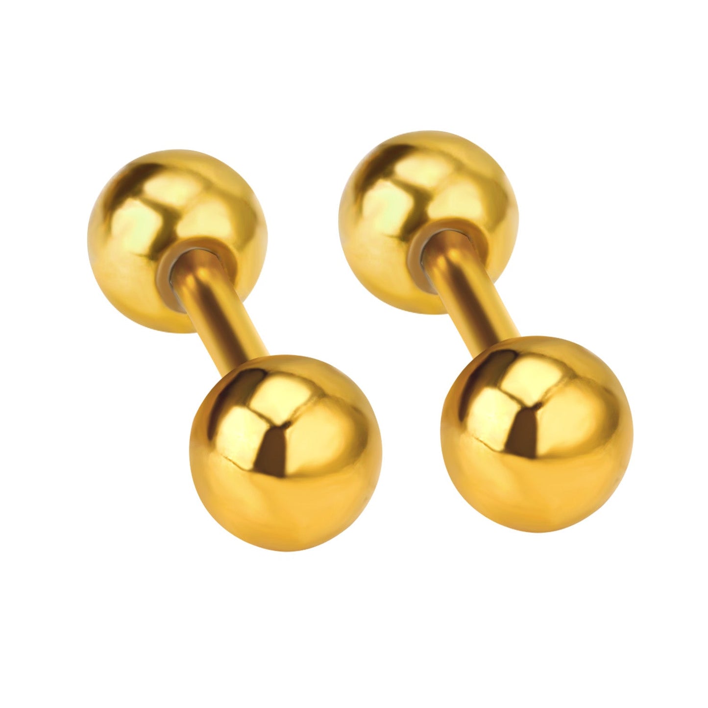 3mm - 7mm 12pc Gold Color Steel Color Steel Bead Screwback Stud Earrings