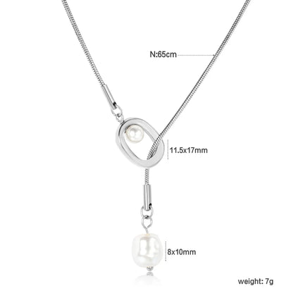 ✨ 18k gold plated 65cm/46+5cm Pearls Stainless Steel Necklaces Wholesale (12+ Pieces) | Hypoallergenic & Tarnish-Free 🌍 | Trendy Pendants & Chains