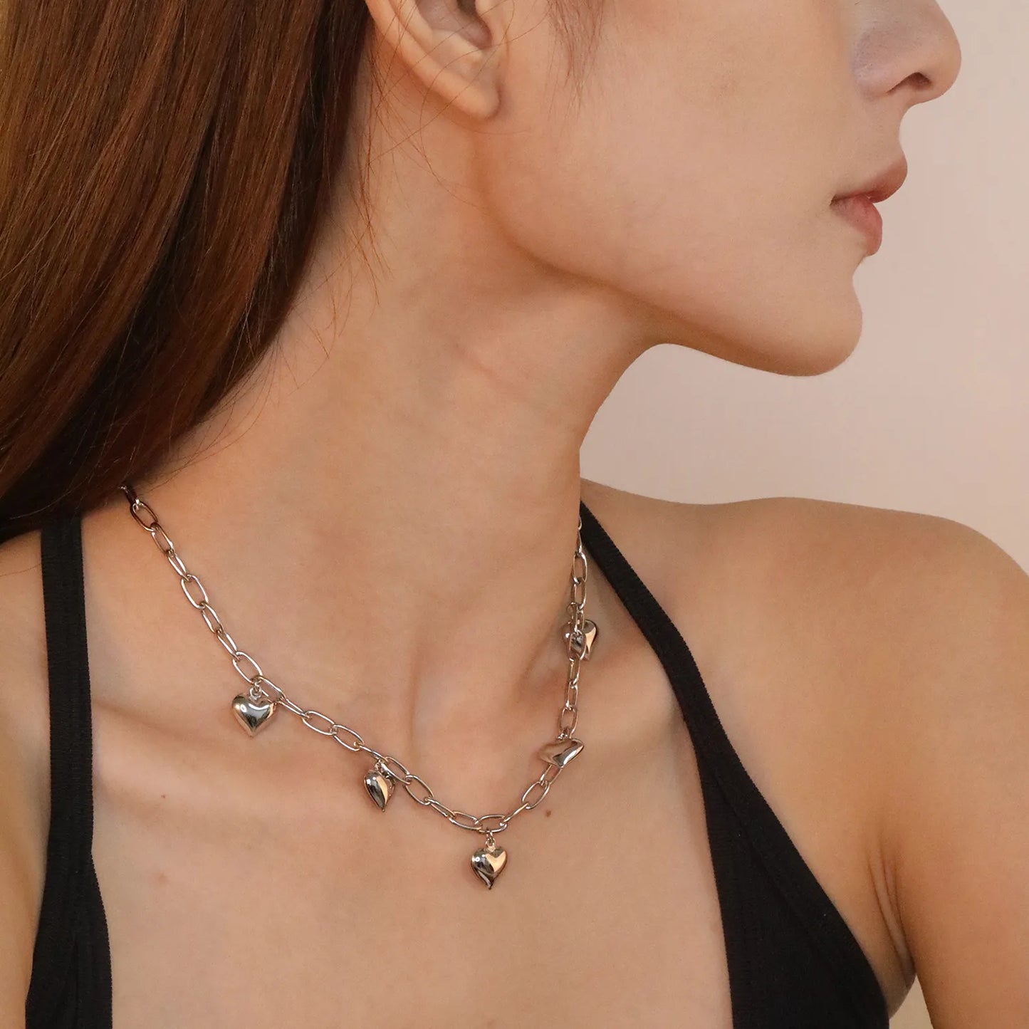 ✨ 18k gold plated 11.5*13mm 5 heart pendants Stainless Steel Necklaces Wholesale (12+ Pieces) | Hypoallergenic & Tarnish-Free 🌍 | Trendy Pendants & Chains