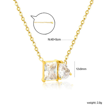 ✨ 18K Gold Plated 40/45+5cm Zircon With Love Shape Necklace Wholesale (MOQ 12+) | Stainless Steel Hypoallergenic 🌍 | Dainty Chain & Charm Bracelets