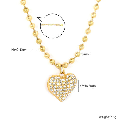 ✨ 18K Gold Plated 40/45+5cm Zircon With Love Shape Necklace Wholesale (MOQ 12+) | Stainless Steel Hypoallergenic 🌍 | Dainty Chain & Charm Bracelets