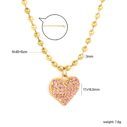 ✨ 18K Gold Plated 40/45+5cm Zircon With Love Shape Necklace Wholesale (MOQ 12+) | Stainless Steel Hypoallergenic 🌍 | Dainty Chain & Charm Bracelets