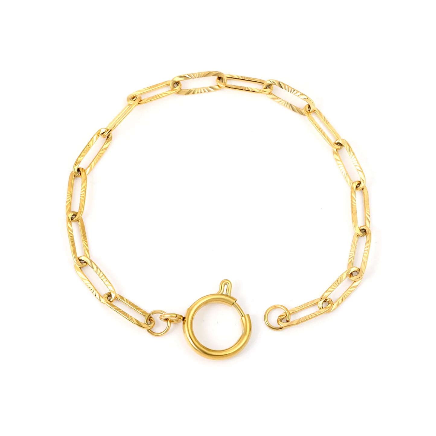 Wholesale Textured Chain Bracelet with Spring Ring Clasp for Bulk Order | Gold & Silver Color