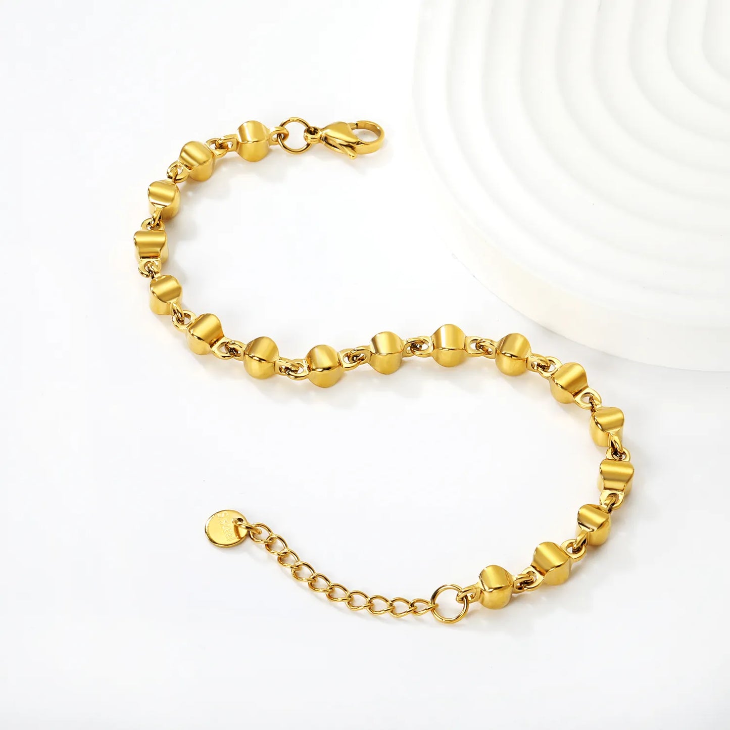 Wholesale Brushed Disc Link Chain Bracelet | Gold-plated Stainless Steel Minimal Bracelet for Bulk Order