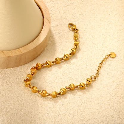 Wholesale Brushed Disc Link Chain Bracelet | Gold-plated Stainless Steel Minimal Bracelet for Bulk Order