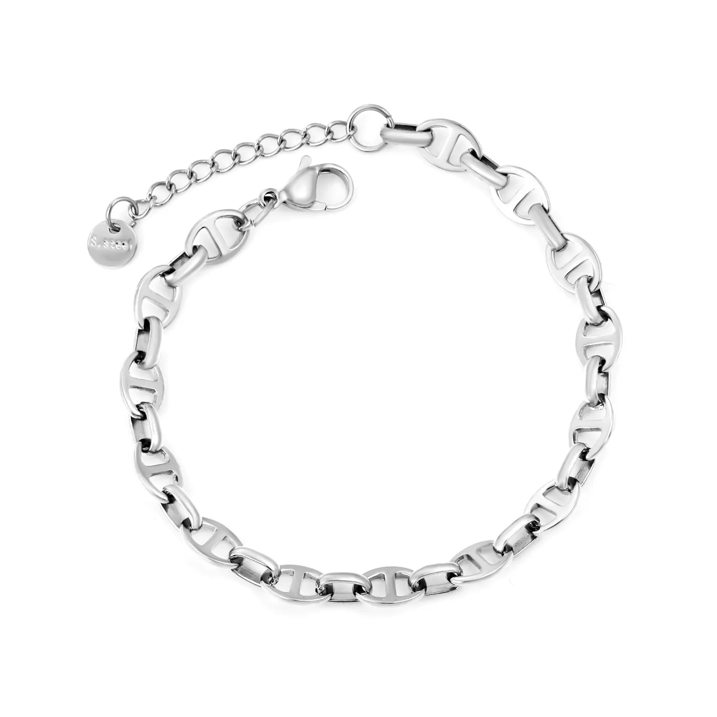 Wholesale Geometric Oval Link Chain Bracelet | Gold-Plated Stainless Steel Fashion Bracelet