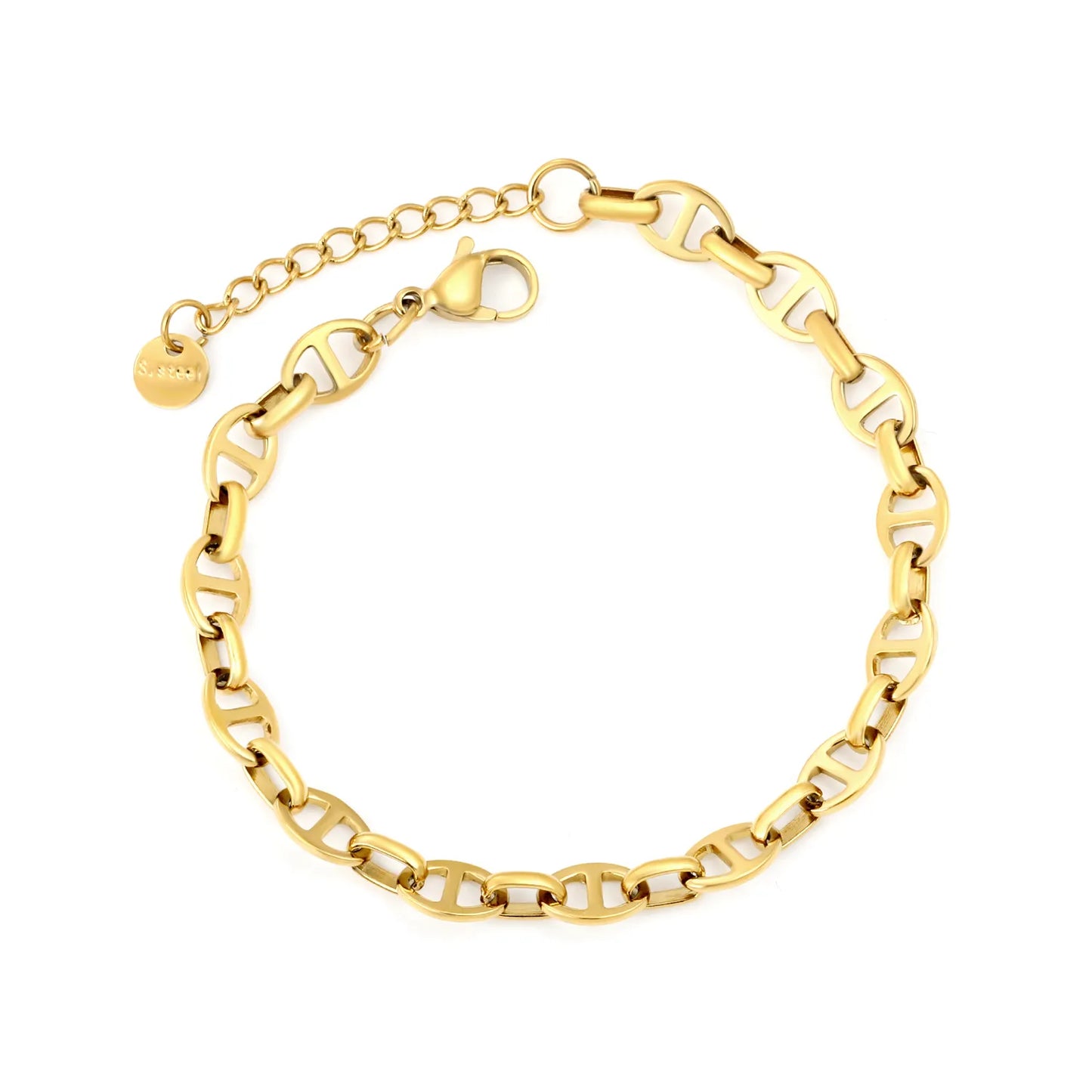 Wholesale Geometric Oval Link Chain Bracelet | Gold-Plated Stainless Steel Fashion Bracelet