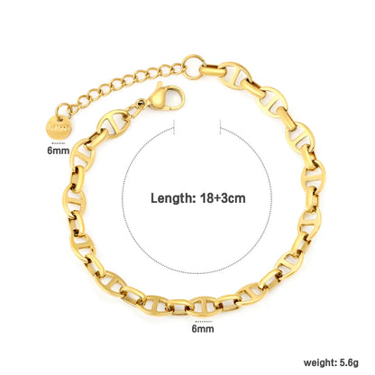 Wholesale Geometric Oval Link Chain Bracelet | Gold-Plated Stainless Steel Fashion Bracelet