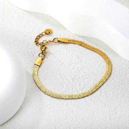 Wholesale 4.0 Herringbone Chain Bracelet in Stainless Steel | Gold & Silver Finish Available | Flat Snake Link Minimal Bracelet