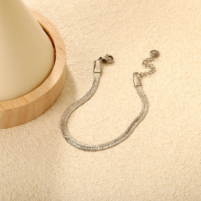 Wholesale 4.0 Herringbone Chain Bracelet in Stainless Steel | Gold & Silver Finish Available | Flat Snake Link Minimal Bracelet