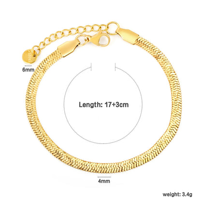 Wholesale 4.0 Herringbone Chain Bracelet in Stainless Steel | Gold & Silver Finish Available | Flat Snake Link Minimal Bracelet