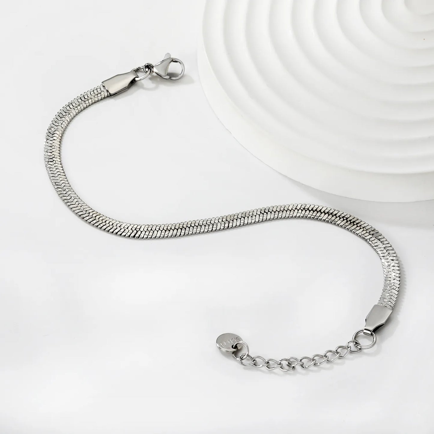 Wholesale 4.0 Herringbone Chain Bracelet in Stainless Steel | Gold & Silver Finish Available | Flat Snake Link Minimal Bracelet