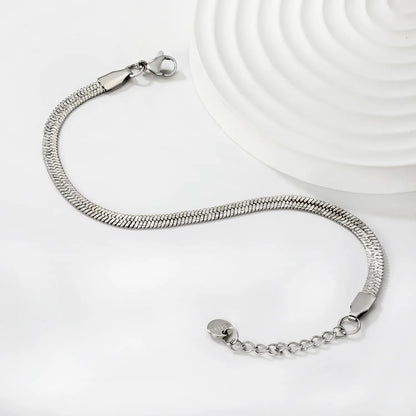 Wholesale 4.0 Herringbone Chain Bracelet in Stainless Steel | Gold & Silver Finish Available | Flat Snake Link Minimal Bracelet