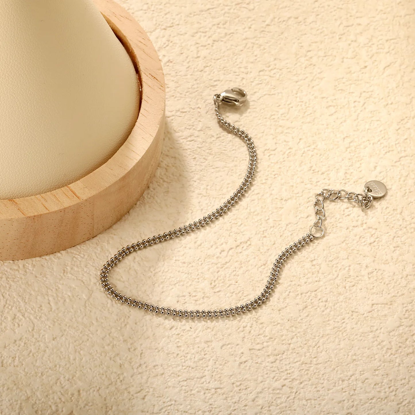 Wholesale Double Beaded Chain Bracelet in Gold Stainless Steel | Minimal Layering Bracelet for Bulk Order