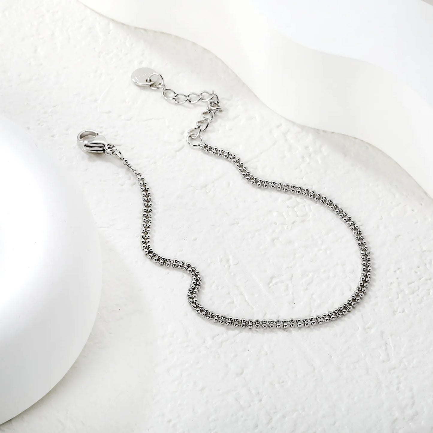 Wholesale Double Beaded Chain Bracelet in Gold Stainless Steel | Minimal Layering Bracelet for Bulk Order