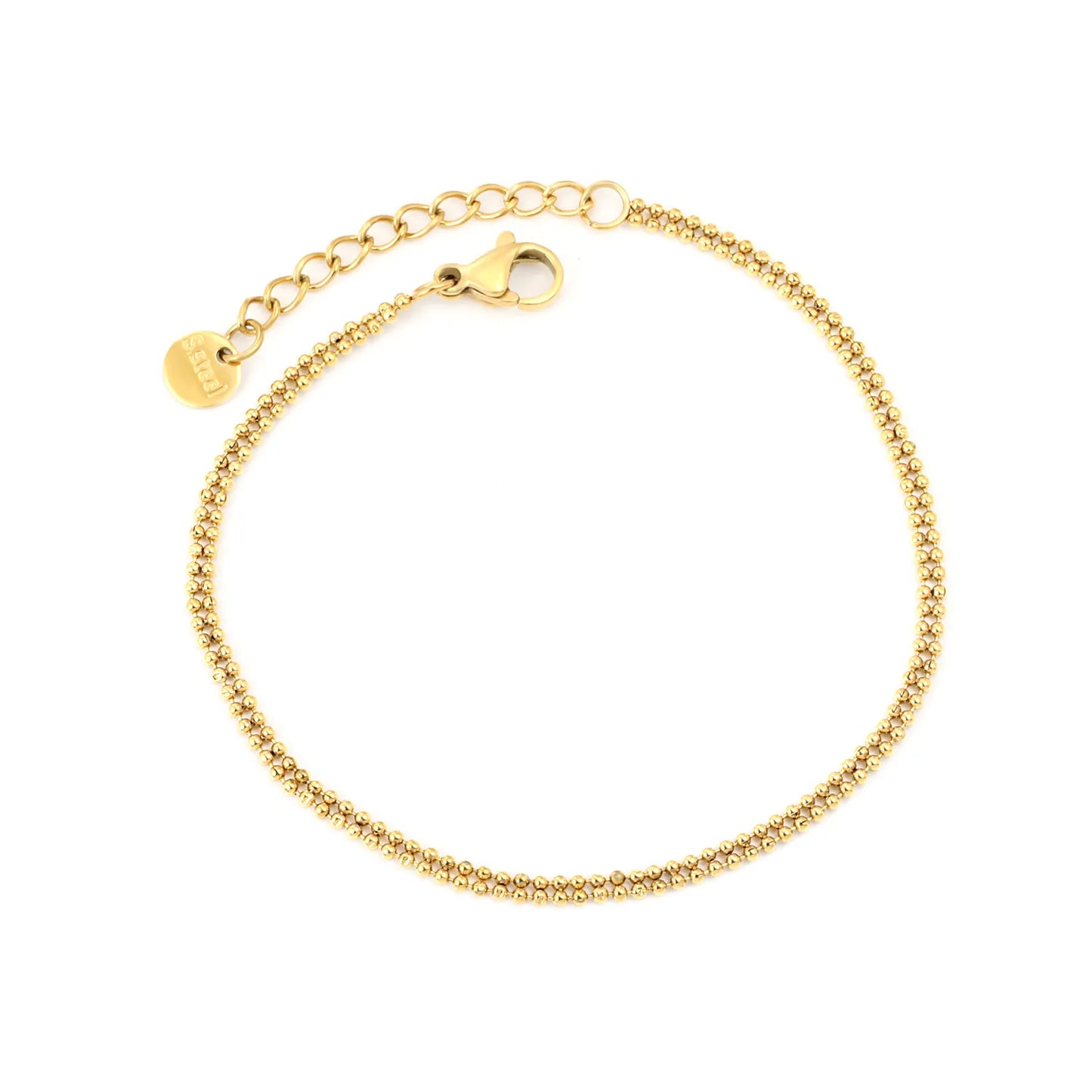 Wholesale Double Beaded Chain Bracelet in Gold Stainless Steel | Minimal Layering Bracelet for Bulk Order