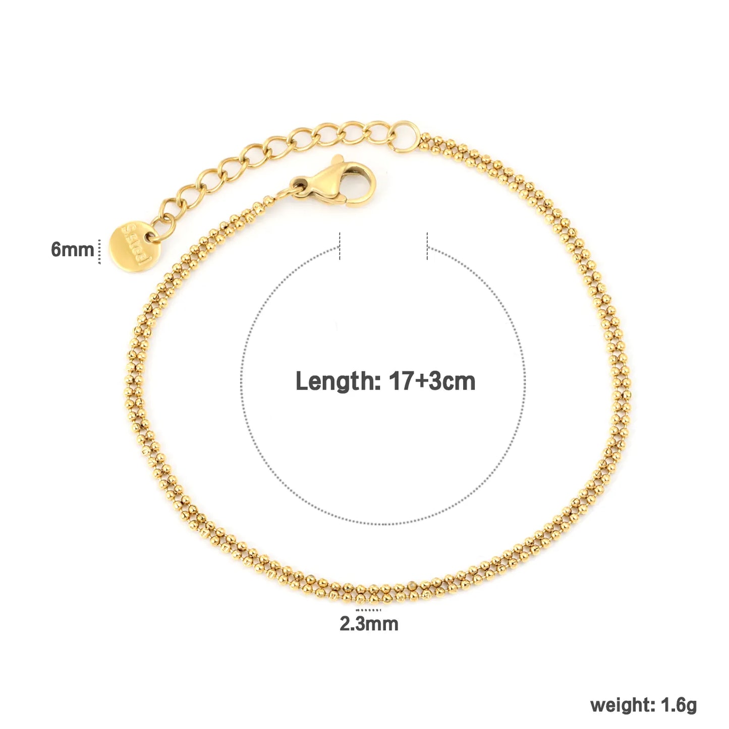 Wholesale Double Beaded Chain Bracelet in Gold Stainless Steel | Minimal Layering Bracelet for Bulk Order