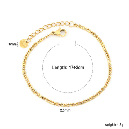 Wholesale Double Beaded Chain Bracelet in Gold Stainless Steel | Minimal Layering Bracelet for Bulk Order