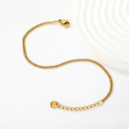 Wholesale Double Beaded Chain Bracelet in Gold Stainless Steel | Minimal Layering Bracelet for Bulk Order