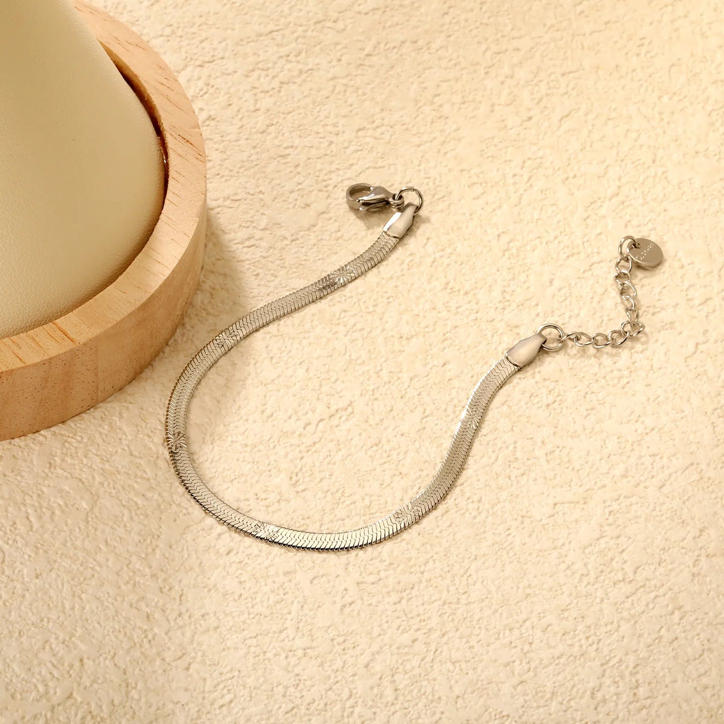 Wholesale Stainless Steel Minimal Flat Link Bracelet 3.0 Herringbone Chain Bracelet  | Gold & Silver Color