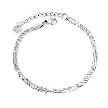 Wholesale Stainless Steel Minimal Flat Link Bracelet 3.0 Herringbone Chain Bracelet  | Gold & Silver Color