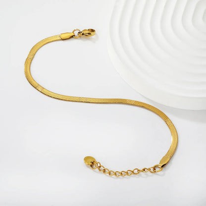 Wholesale Stainless Steel Minimal Flat Link Bracelet 3.0 Herringbone Chain Bracelet  | Gold & Silver Color