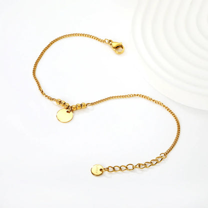 Wholesale Gold Plated Stainless Steel Minimal Disc Charm Bracelet | Adjustable Chain | Bulk Order With Low MOQ