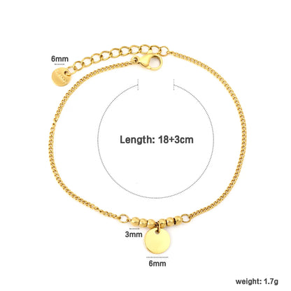 Wholesale Gold Plated Stainless Steel Minimal Disc Charm Bracelet | Adjustable Chain | Bulk Order With Low MOQ