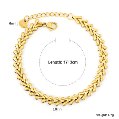 Wholesale Gold-Plated Stainless Steel Teardrop Link Bracelet | Adjustable Chain | MOQ 12