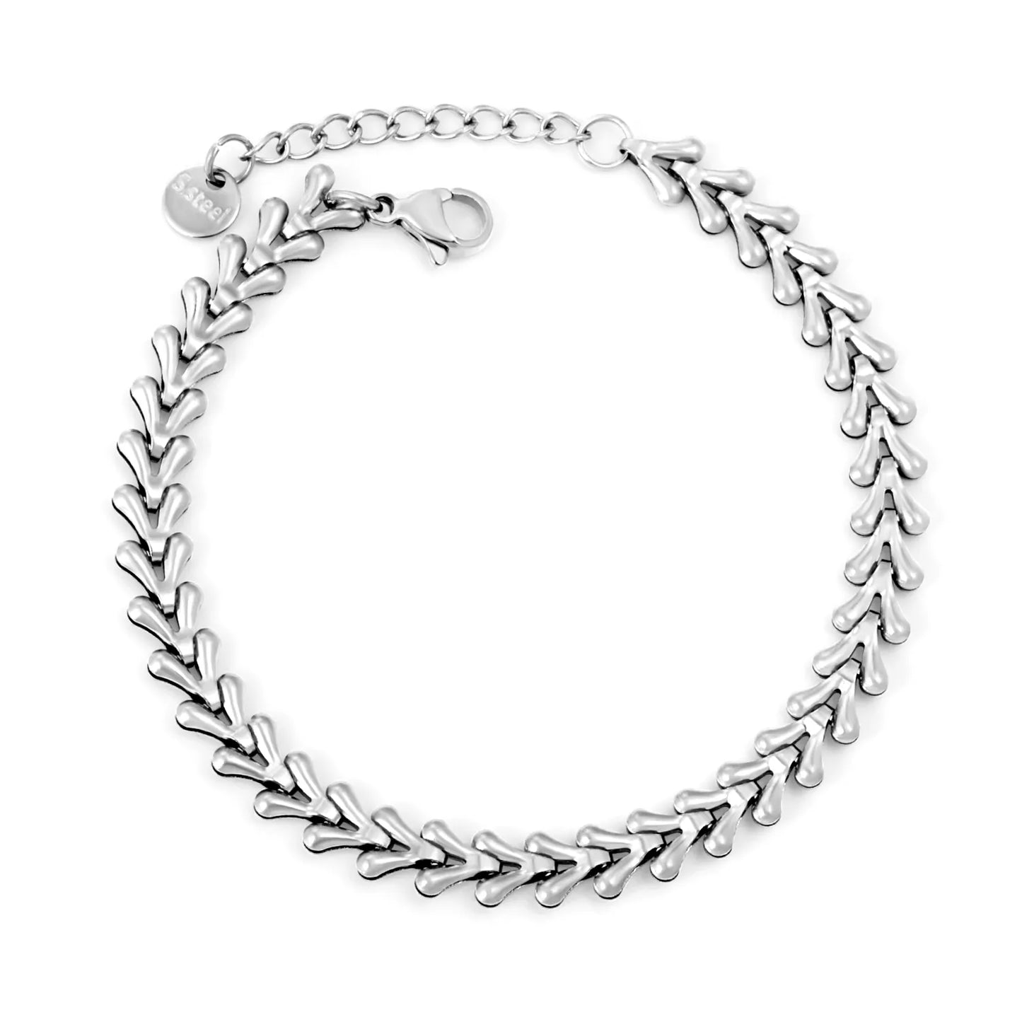 Wholesale Gold-Plated Stainless Steel Teardrop Link Bracelet | Adjustable Chain | MOQ 12