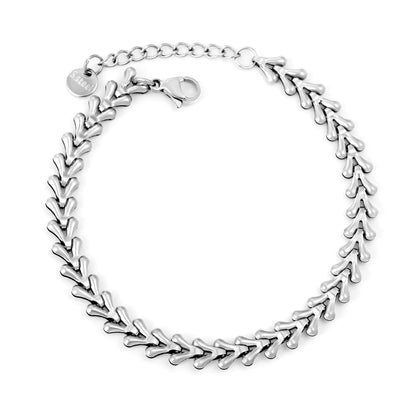 Wholesale Gold-Plated Stainless Steel Teardrop Link Bracelet | Adjustable Chain | MOQ 12