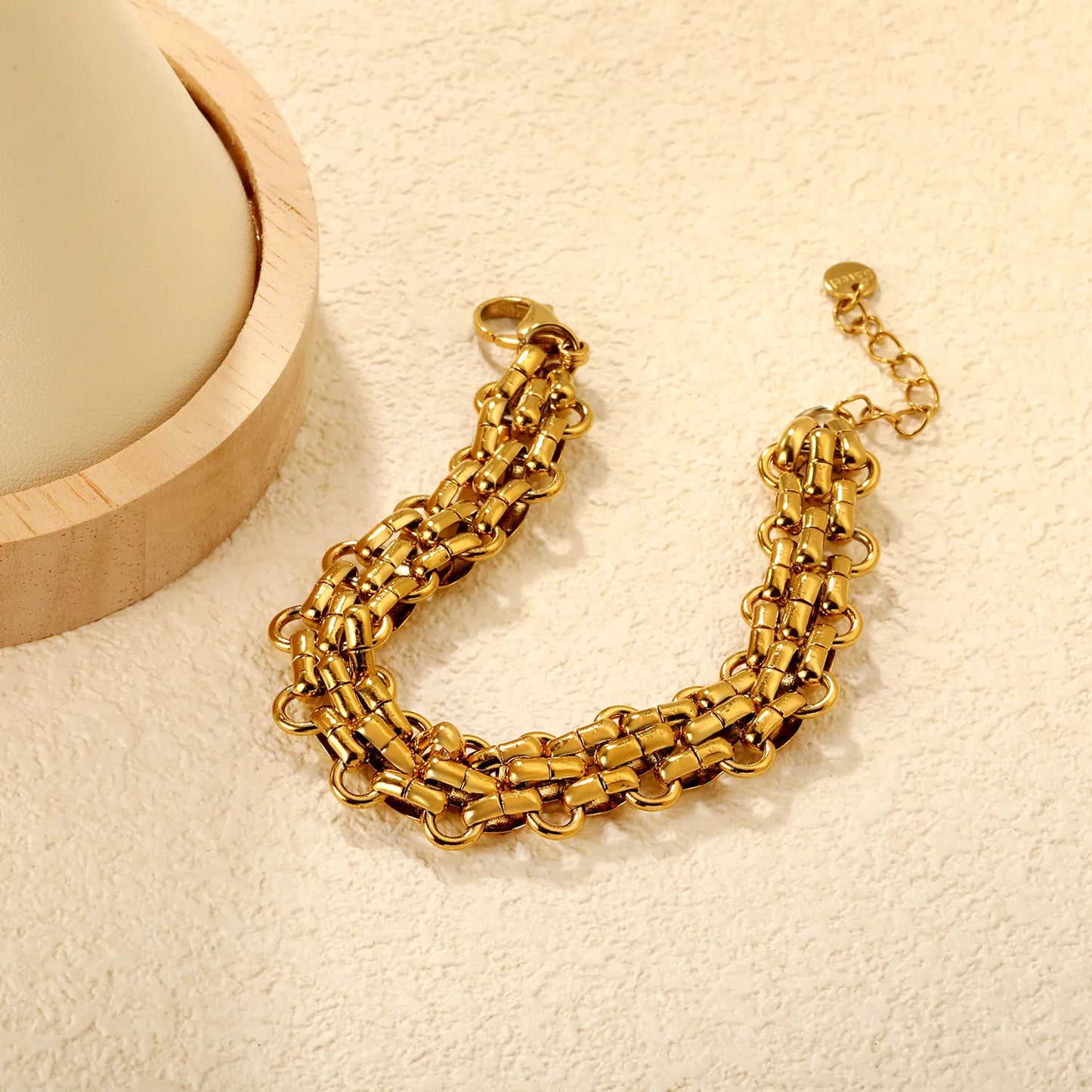 Wholesale Gold-Plated Stainless Steel Chunky Oval Link Bracelet | Heavy Chain Design | MOQ 12