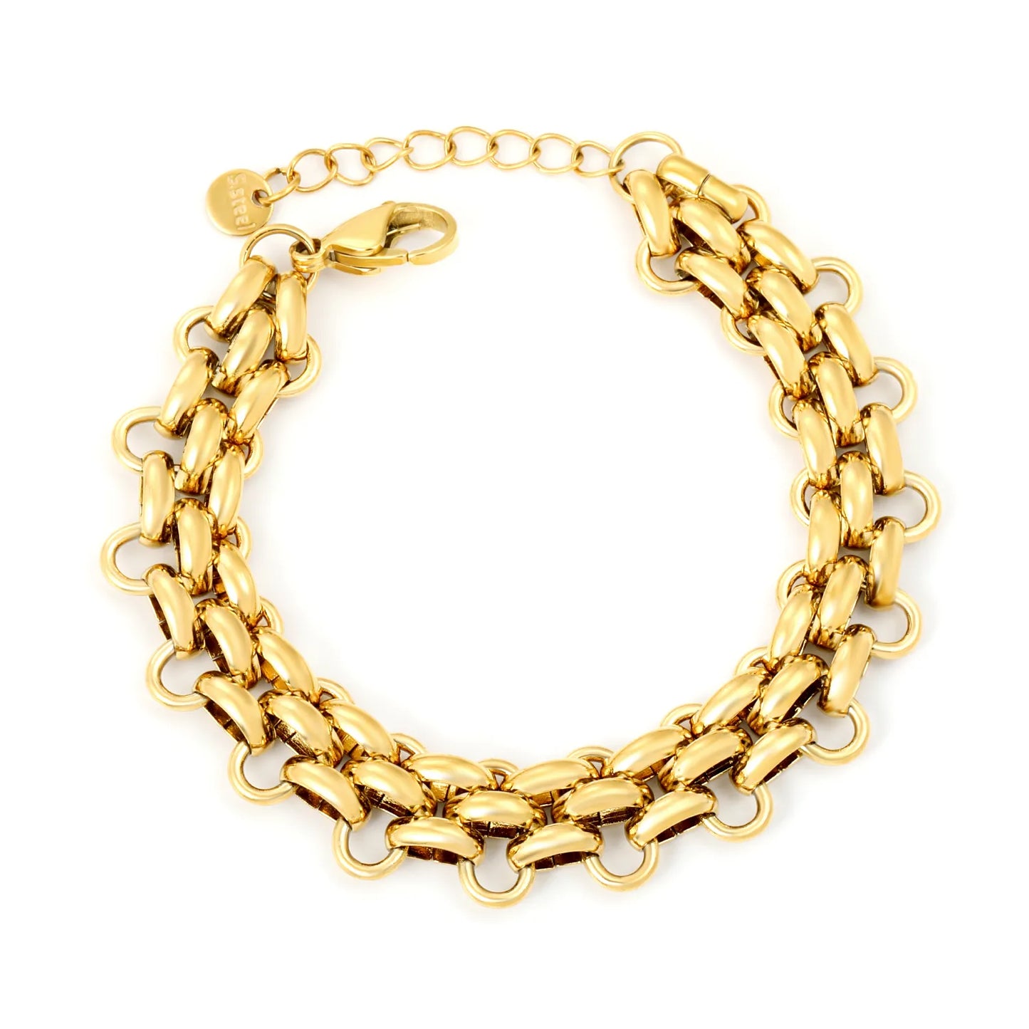 Wholesale Gold-Plated Stainless Steel Chunky Oval Link Bracelet | Heavy Chain Design | MOQ 12