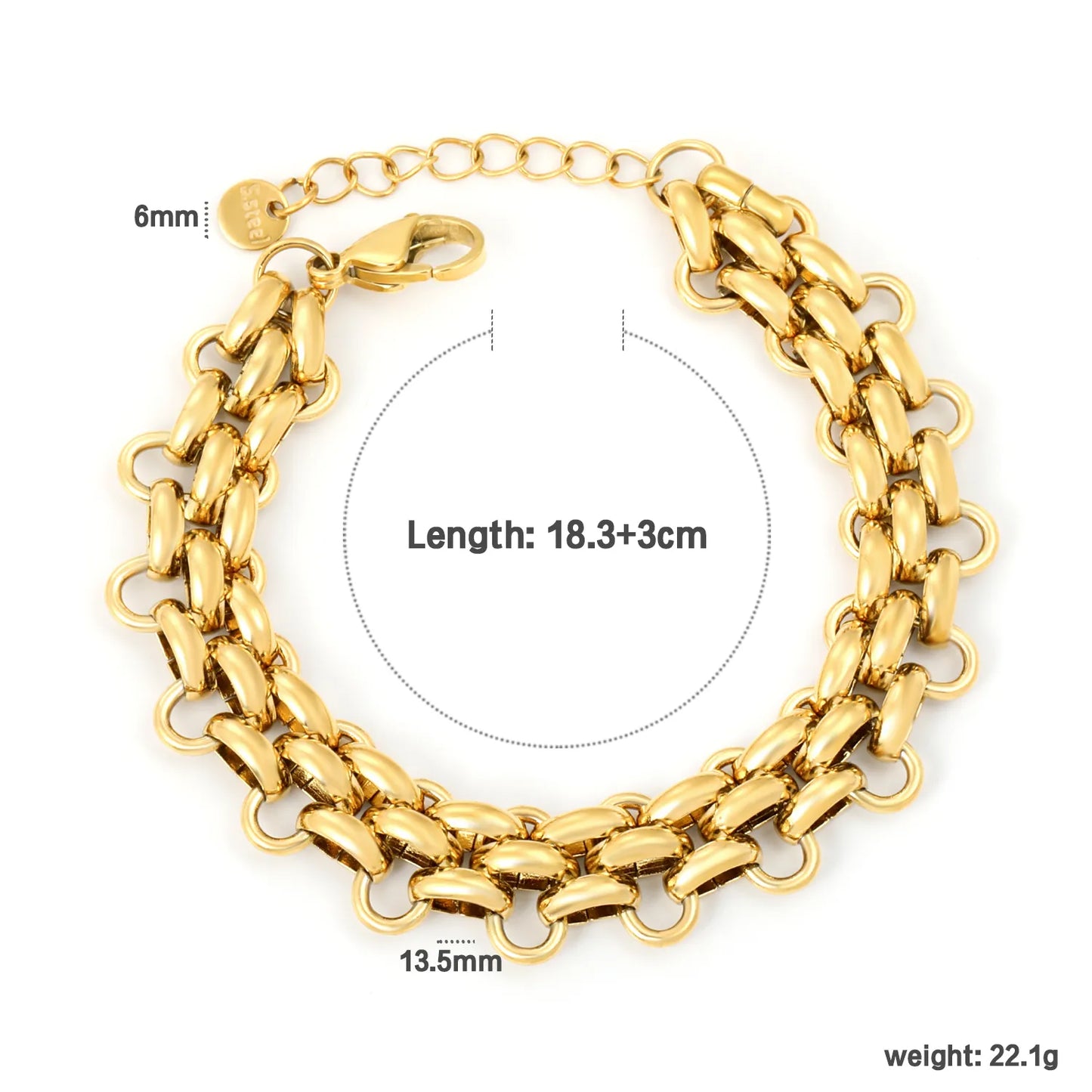 Wholesale Gold-Plated Stainless Steel Chunky Oval Link Bracelet | Heavy Chain Design | MOQ 12