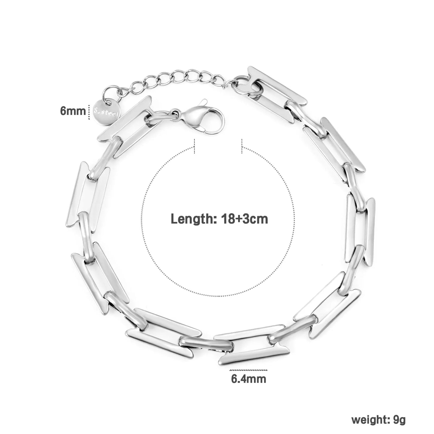 Wholesale Rectangular Bar Link Chain Bracelet in Gold & Silver Stainless Steel | Minimalist Statement Bracelet for Bulk Order