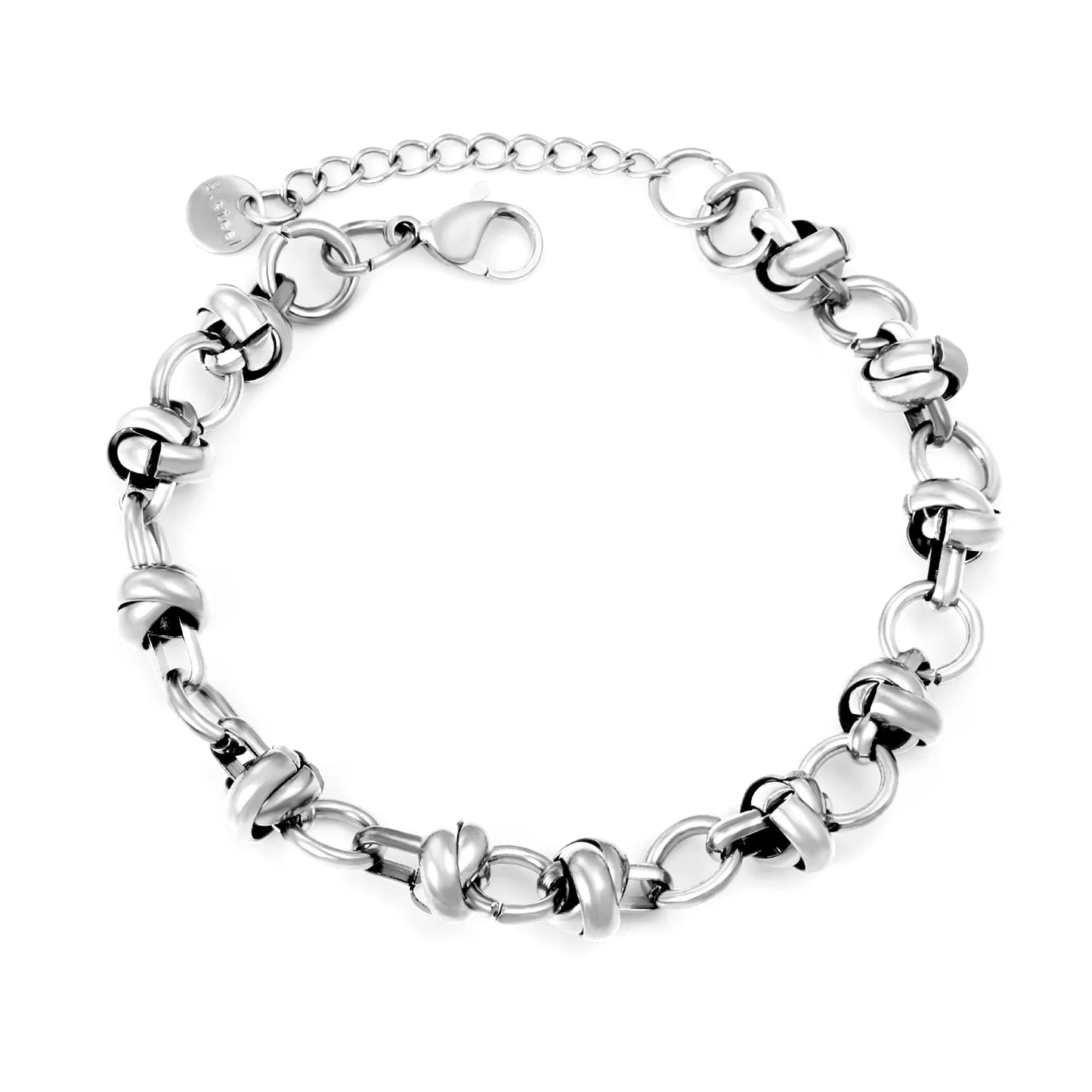 Wholesale Knot Link Chain Bracelet in Gold & Silver Stainless Steel | Adjustable Statement Bracelet for Bulk Order